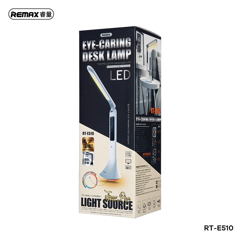 Đèn Led để bàn thông minh tích hợp đồng hồ Remax RT-E510 bảo vệ mắt