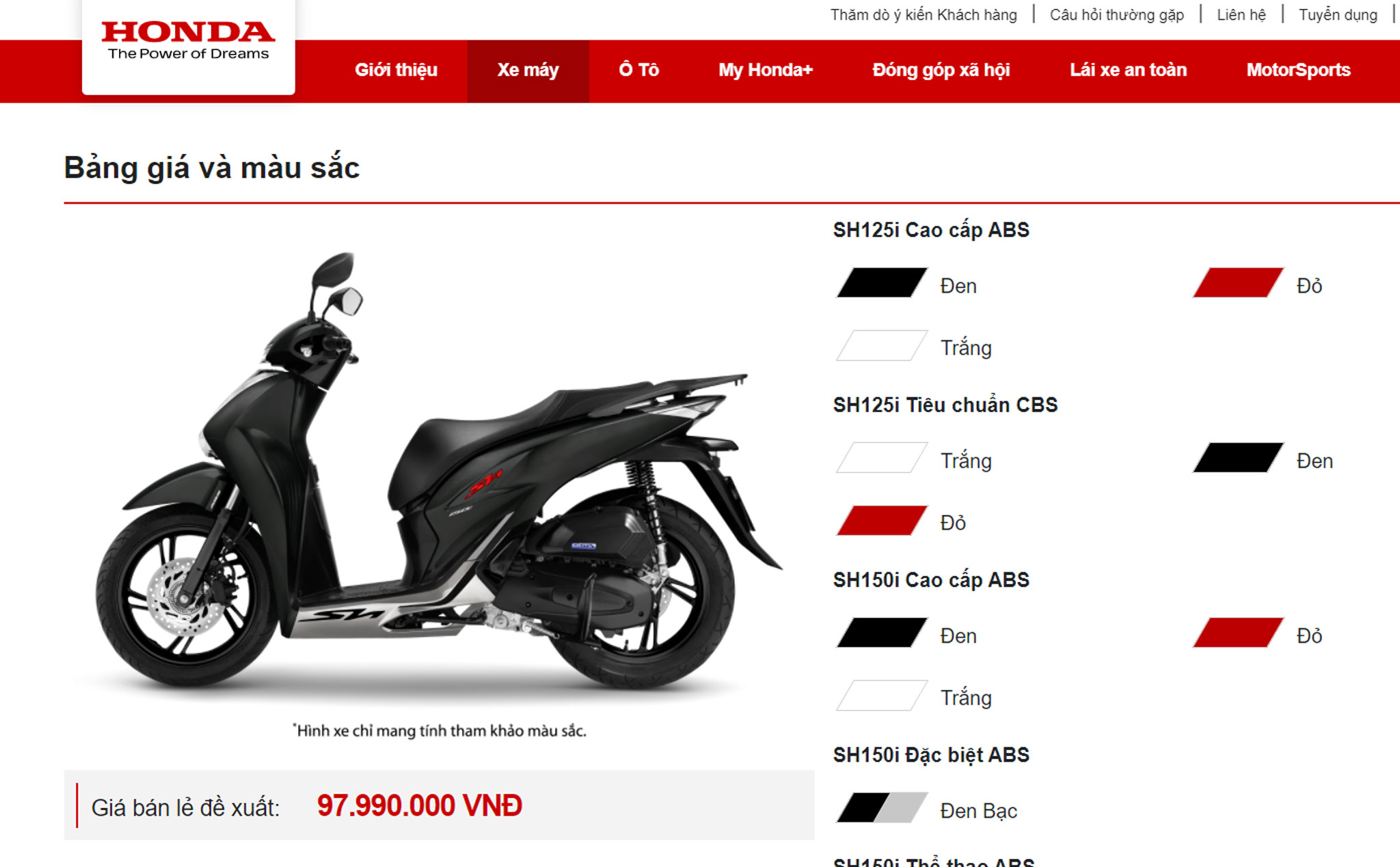 Honda Việt Nam giới thiệu SH125i/150i phiên bản mới: bổ sung tùy chọn màu sắc, giá từ 71.790.000
