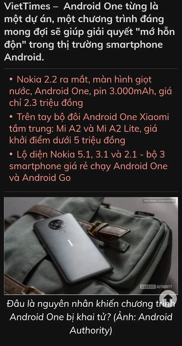 Từng được xem là con cưng Google nhưng giờ đây Android One đang đứng trước nguy cơ phải khai tử