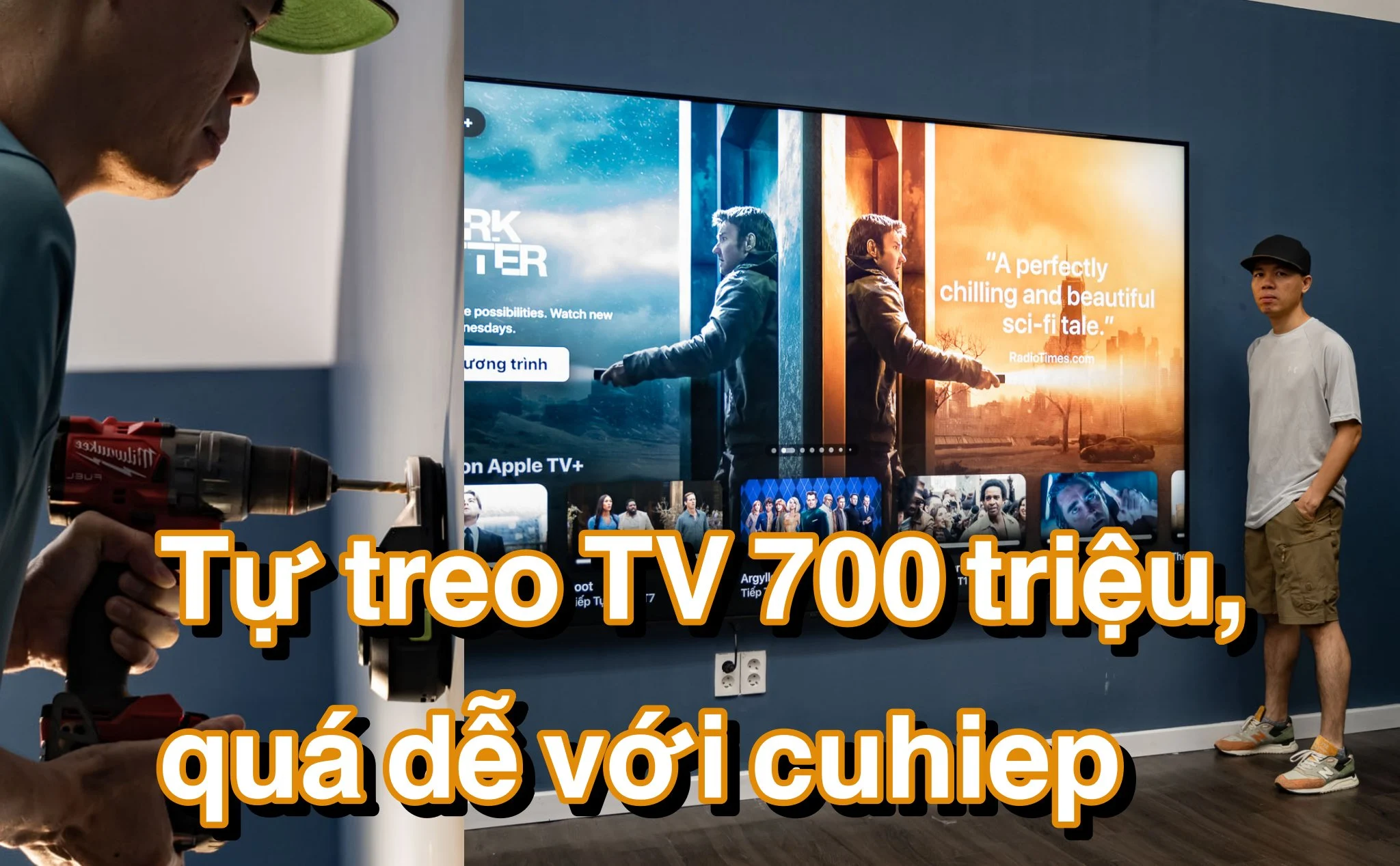 #DIY: Gắn cái TV khổng lồ 115" lên tường, quá dễ với cuhiep