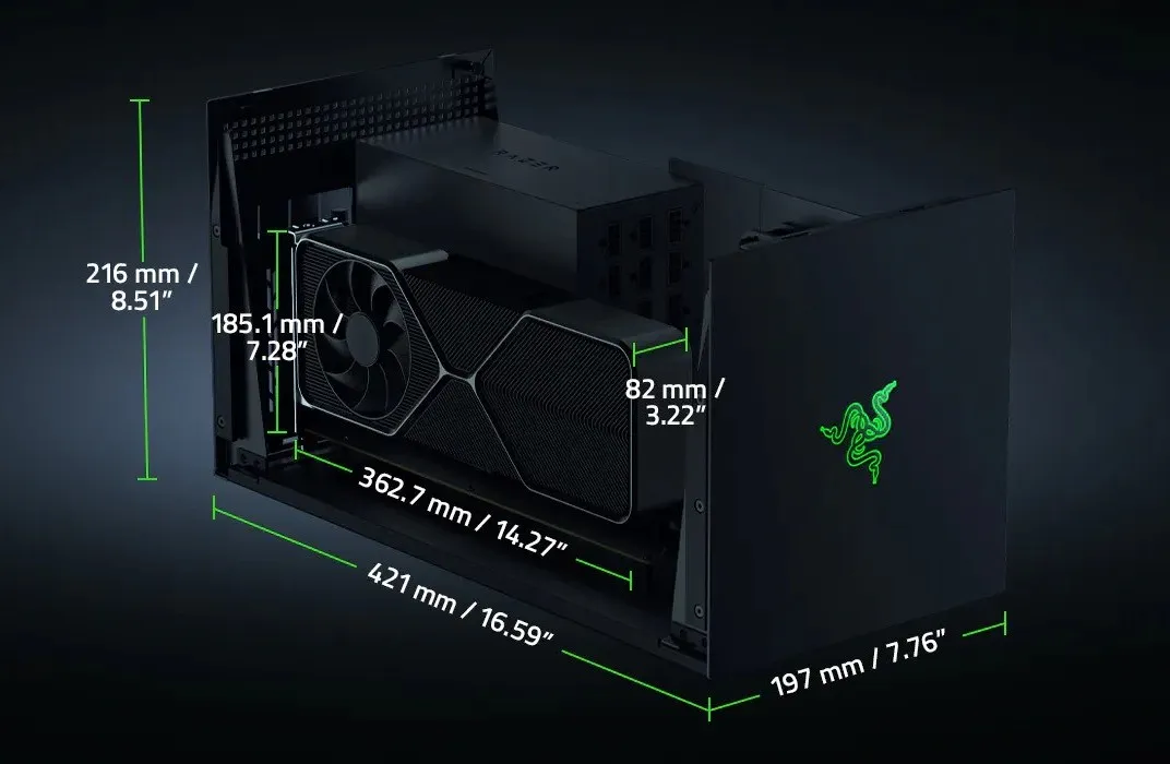 Razer Core X V2: eGPU Thunderbolt 5, hỗ trợ nguồn ATX, giá 350 USD