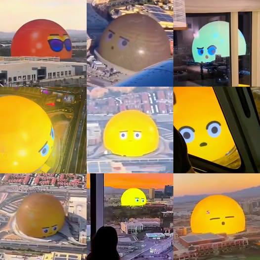 The Sphere ở Las Vegas: khi không chiếu quảng cáo sẽ 'nhăn nhó' nhìn xung quanh.