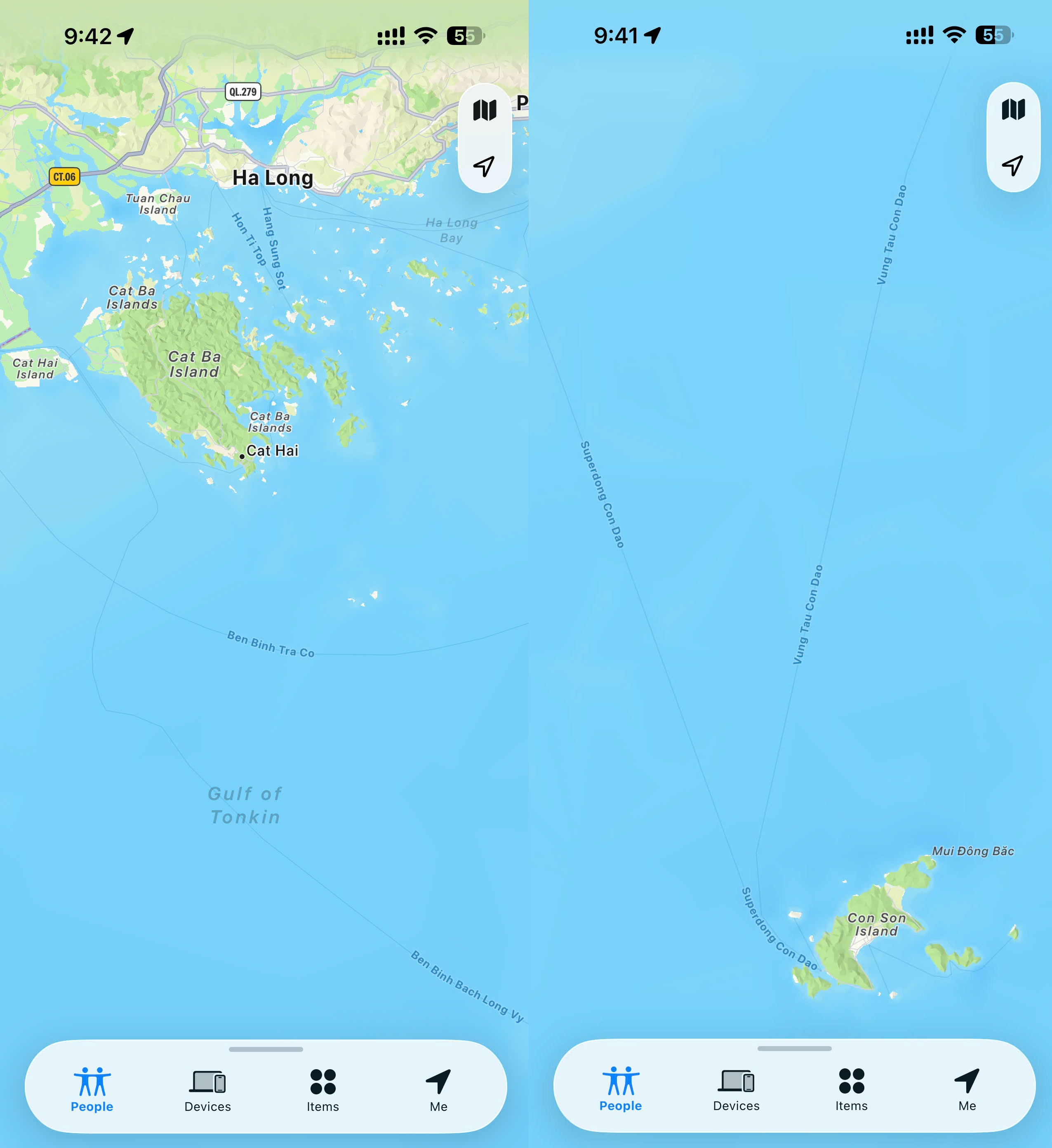 Xem chuyến tàu biển ra đảo bằng app Find My
