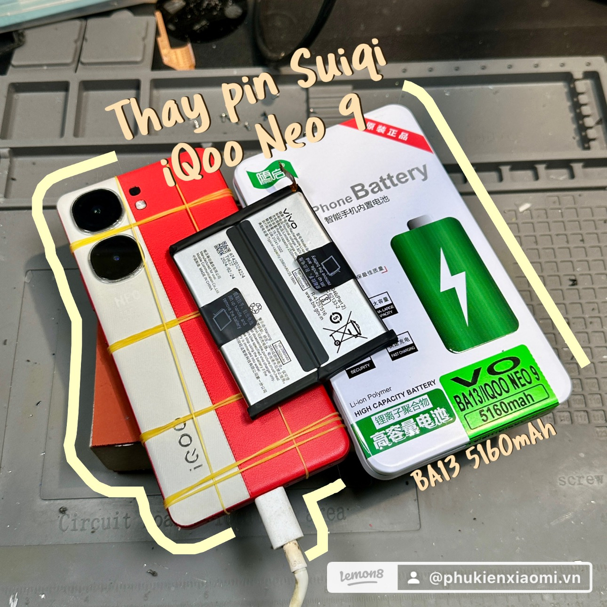 Thay pin Suiqi cho iQoo Neo 9, mã BA13 5160mAh #iQOONeo9 #Suiqi