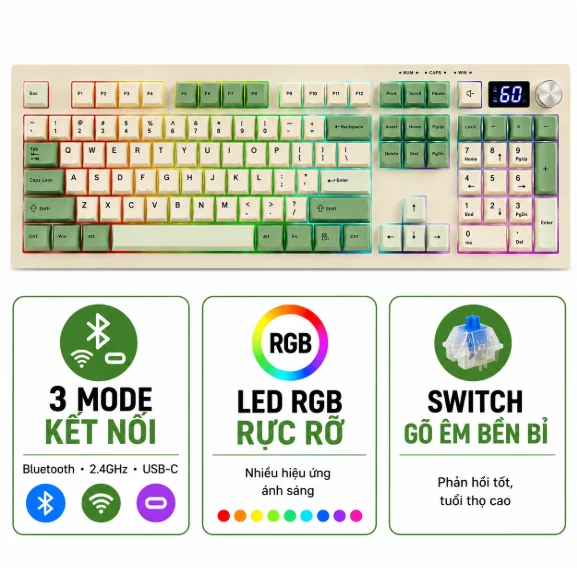 Bàn phím giả cơ AULA S102 PRO 105 phím – Phù hợp gaming và văn phòng