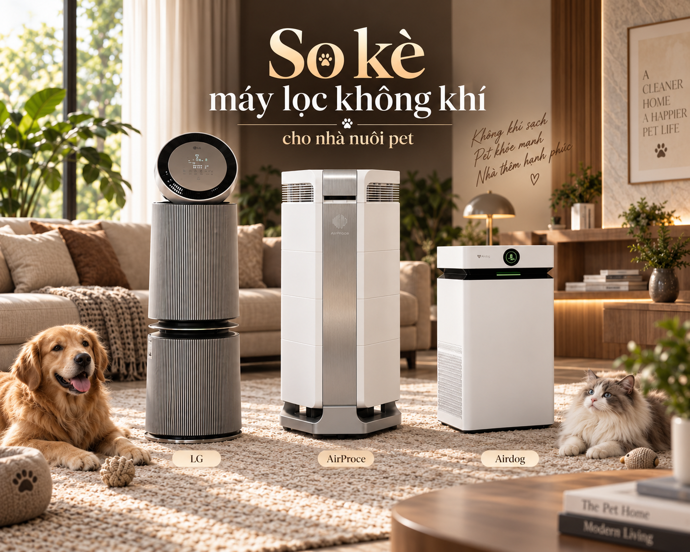 SO KÈ CÁC DÒNG MÁY LỌC KHÔNG KHÍ DÀNH CHO NHÀ CÓ THÚ CƯNG
