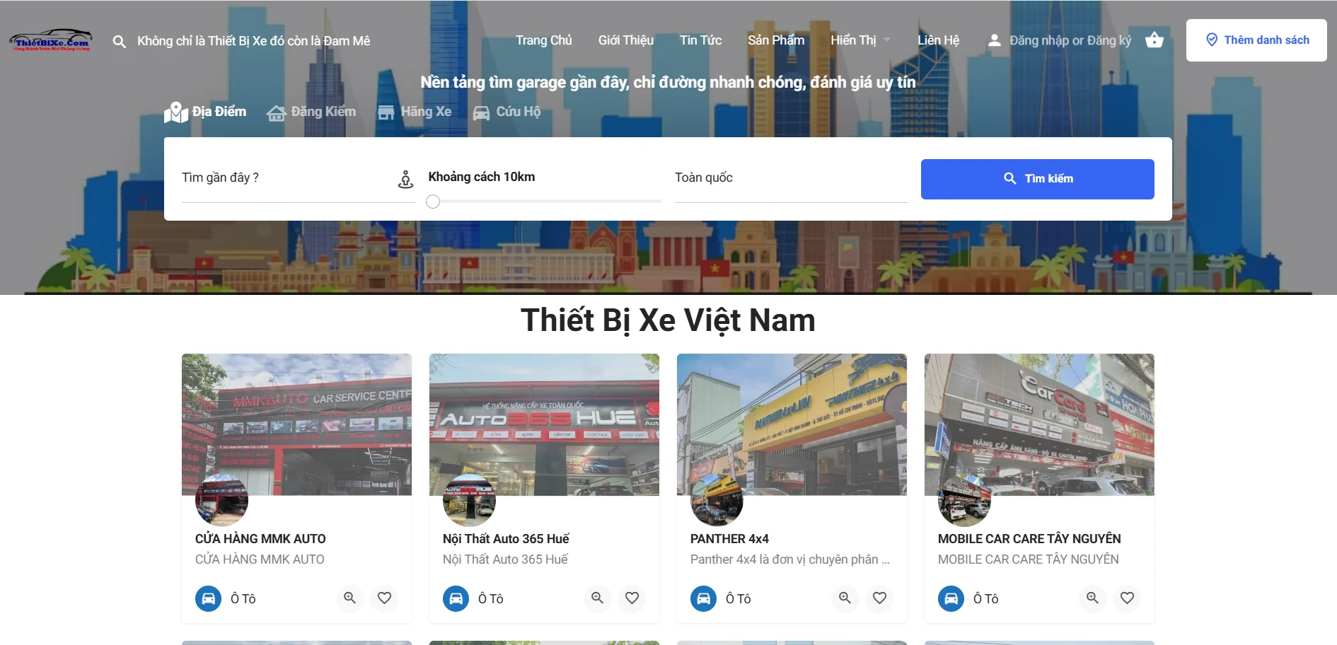 ThietBiXe.Com Nền tảng tìm địa điểm garage, đăng kiểm, cứu hộ & trạm sạc gần đây