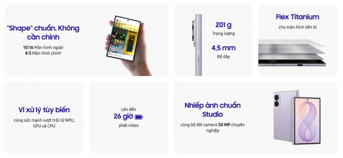 Samsung Z Fold8: Tỷ lệ màn hình mới, định hình xu hướng điện thoại gập