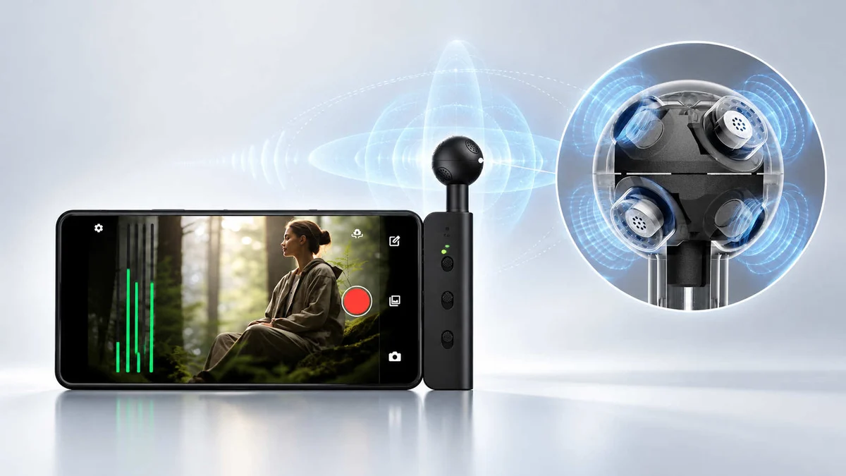 Đây là microphone Sony ECM-AX10 hỗ trợ thu âm không gian 3D, kết nối USB-C, giá 250 USD