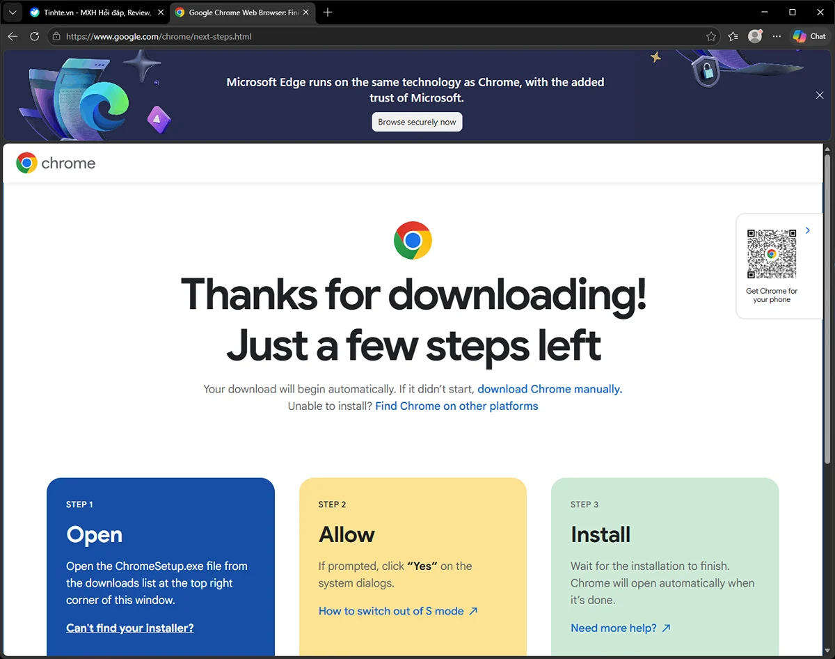 Dùng Edge tải Chrome, đừng níu kéo anh nữa