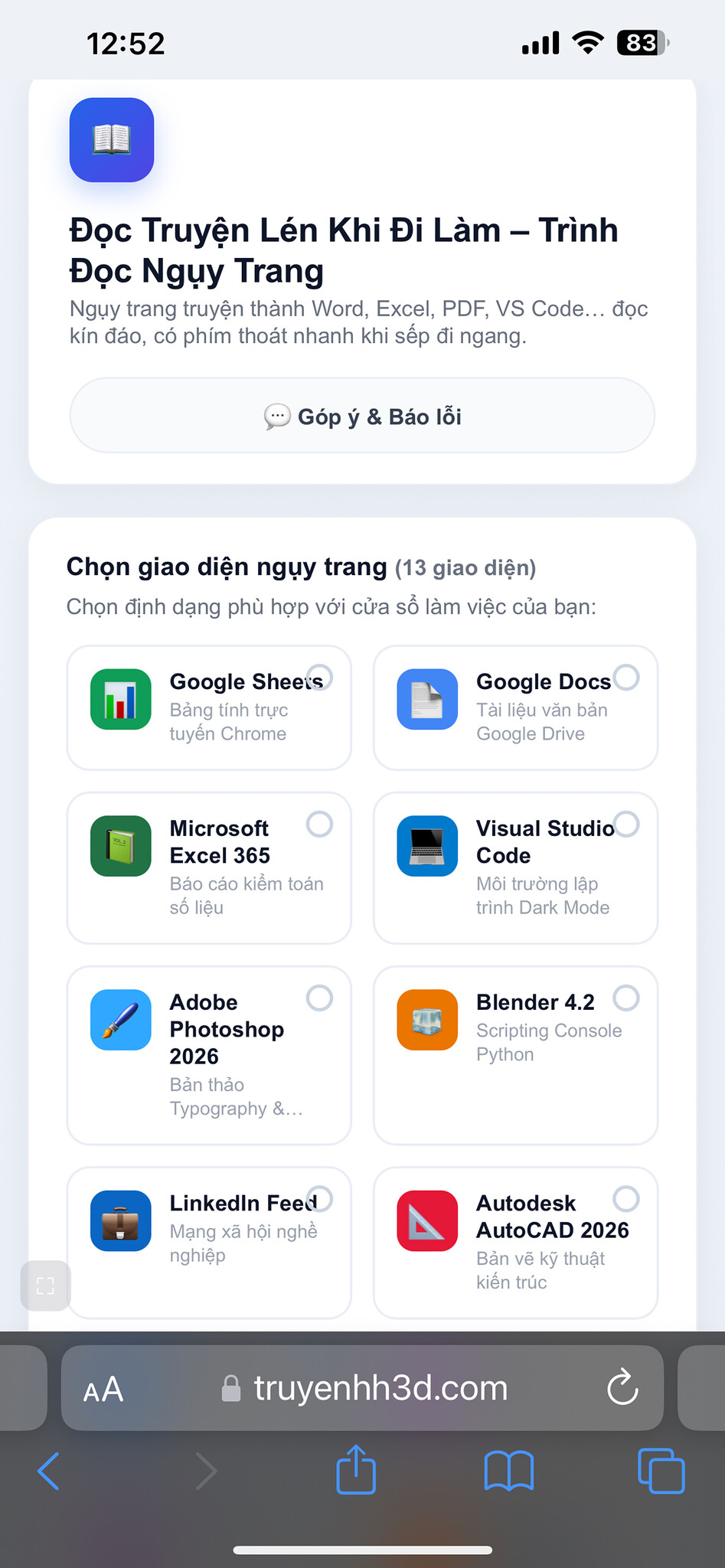 Gợi ý Mẹo hay cho anh em văn phòng / Coder: Web app "ngụy trang" giao diện đọc Ebook & truyện