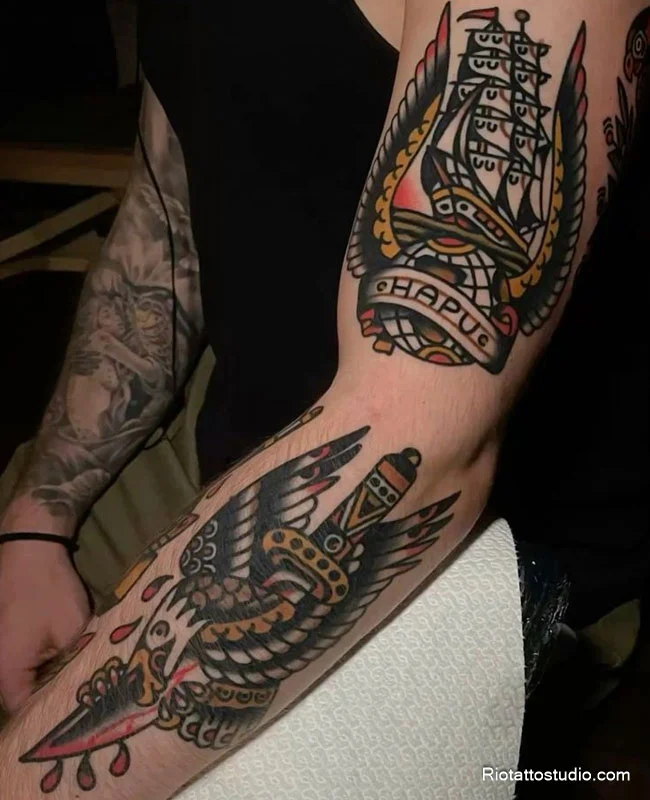 Discover American tattoo designs at Rio Tattoo Studio, from classic American traditional flash to...
