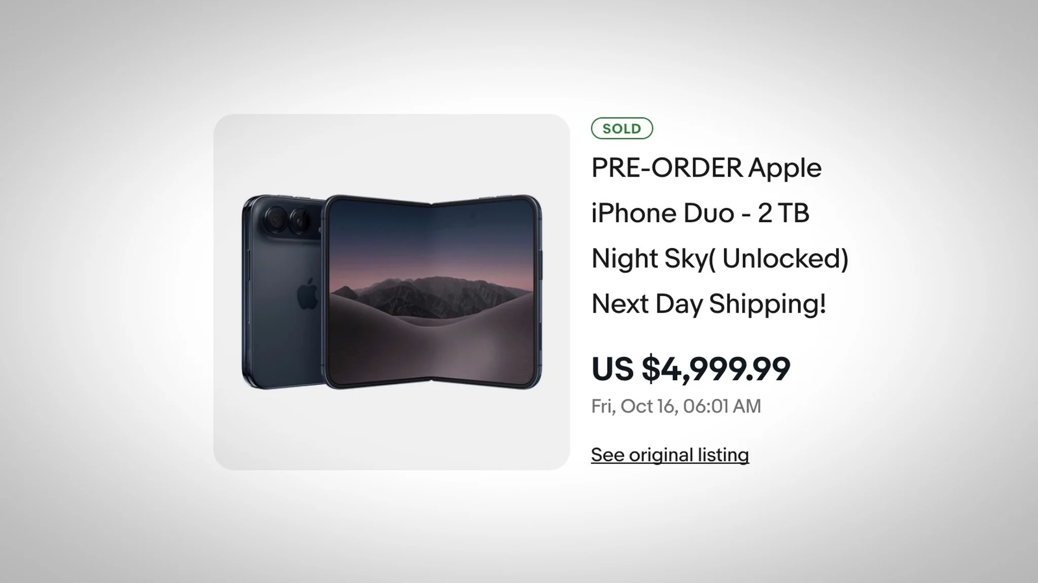 iPhone Duo vừa cháy hàng đã bị hét giá 5.000 USD trên eBay